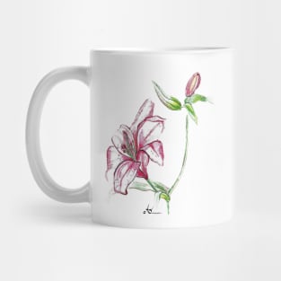 Beautifully painted pink Lily Flower Mug